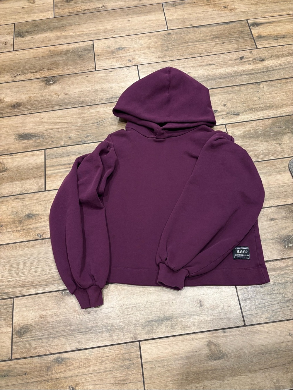 Levi’s Heavyweight Boxy Fit Cropped Purple Hoodie Sweatshirt Size M Oversized